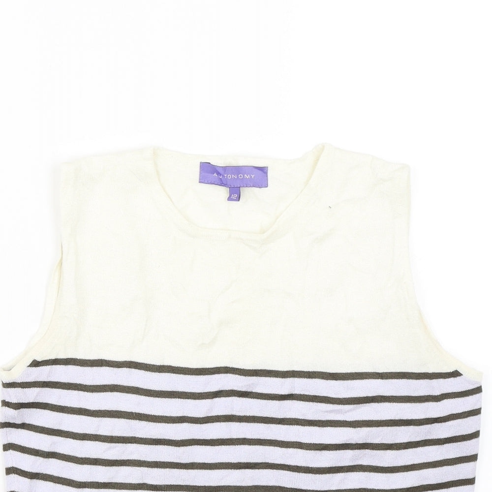Autonomy Womens Brown Striped  Basic Tank Size 12