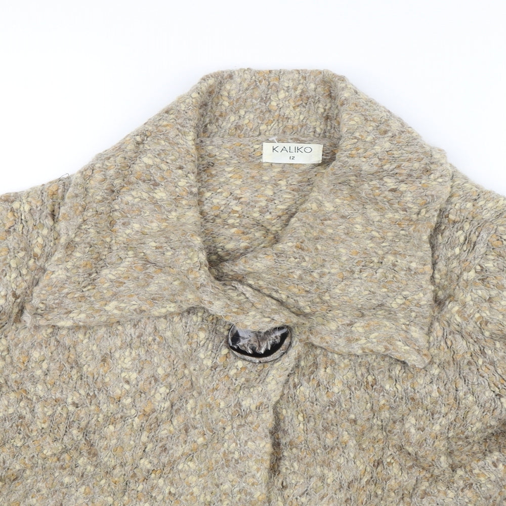 Womens UK Size 12 Kaliko Brown Cardigan Jumper