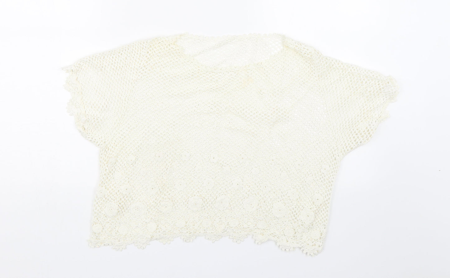 Womens UK Size M Preworn White Cropped T-Shirt