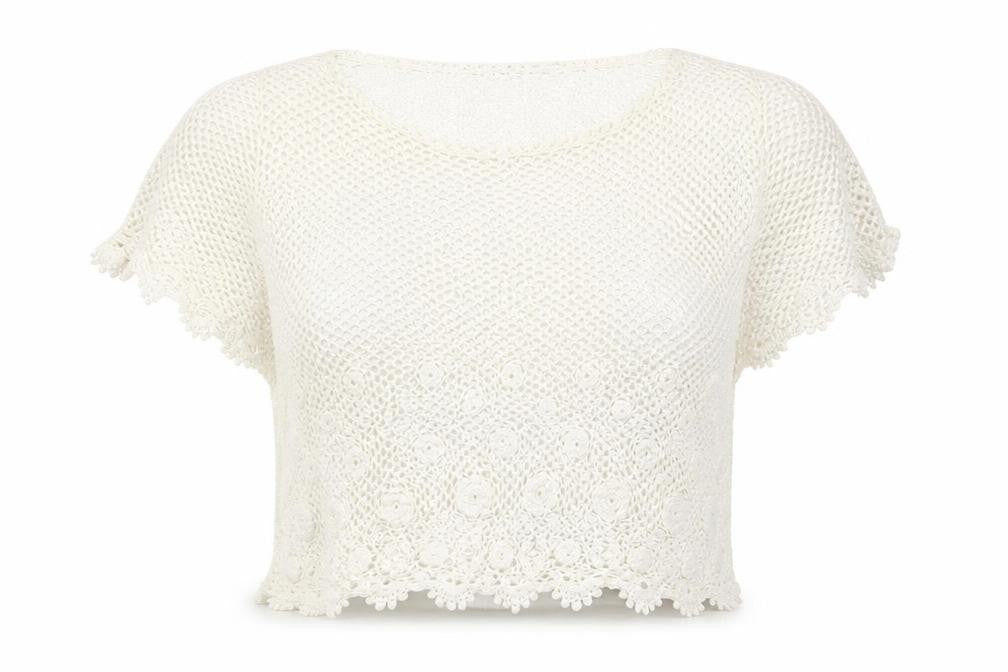 Womens UK Size M Preworn White Cropped T-Shirt