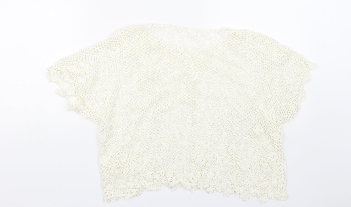 Womens UK Size M Preworn White Cropped T-Shirt