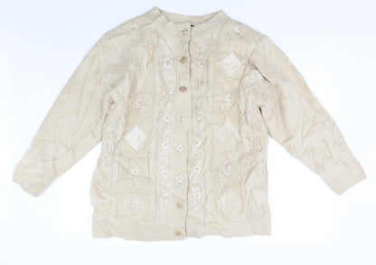 Reflect collecgion Womens Beige Floral Knit Cardigan Jumper Size L