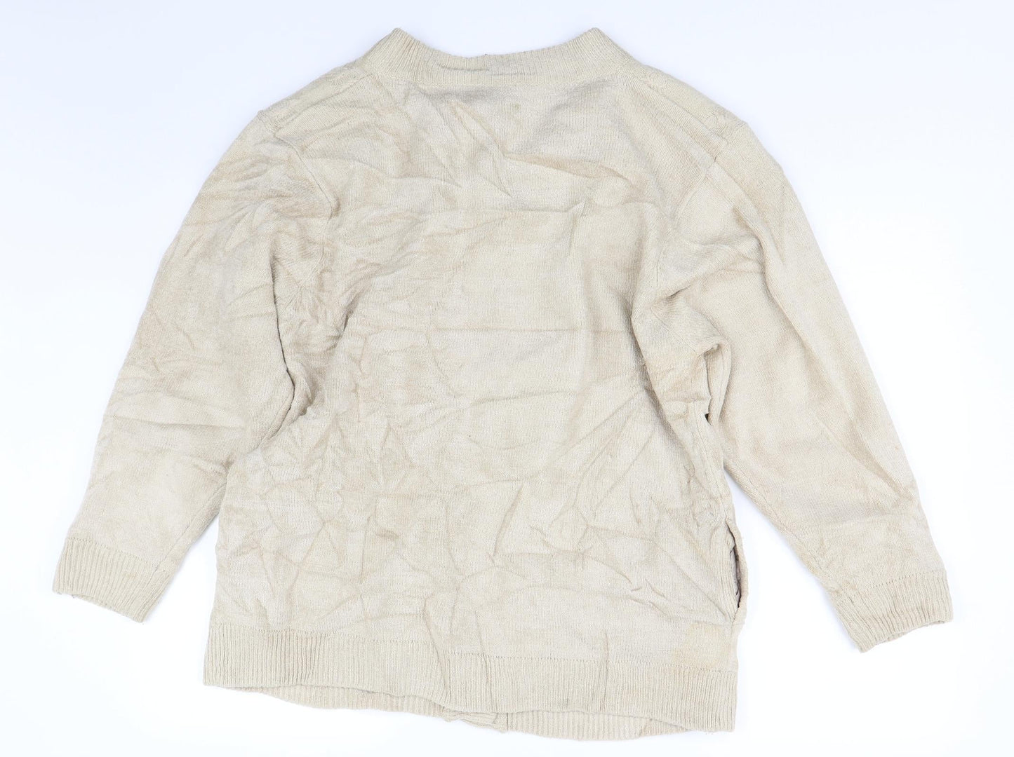Reflect collecgion Womens Beige Floral Knit Cardigan Jumper Size L