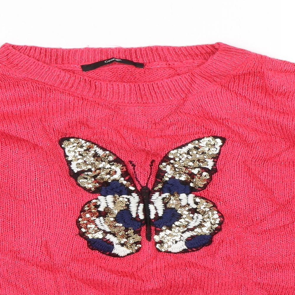 George Womens Pink  Knit Pullover Jumper Size M  - BUTTERFLY