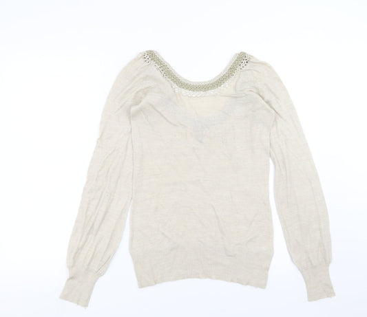 Womens UK Size 10 Topshop Beige Pullover Jumper