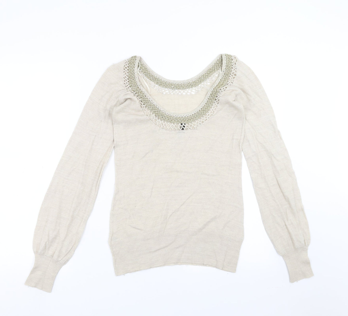 Womens UK Size 10 Topshop Beige Pullover Jumper