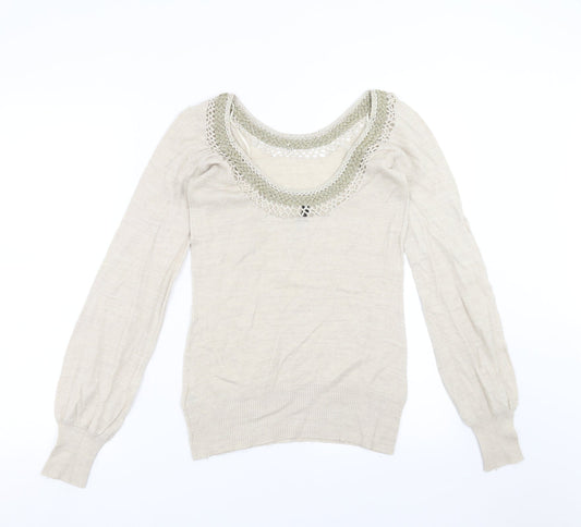 Womens UK Size 10 Topshop Beige Pullover Jumper