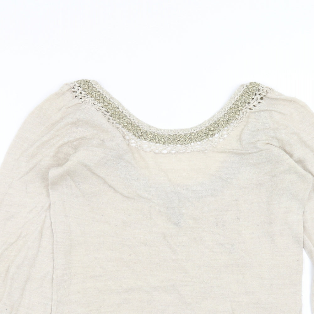 Womens UK Size 10 Topshop Beige Pullover Jumper