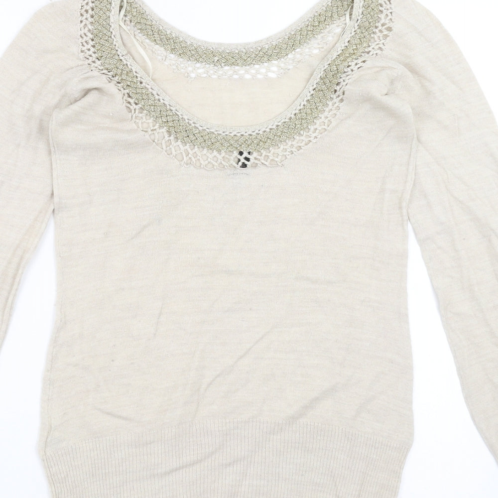 Womens UK Size 10 Topshop Beige Pullover Jumper