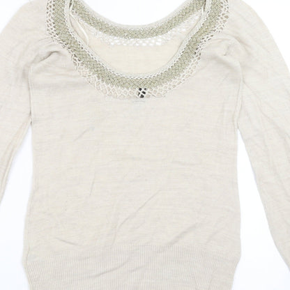 Womens UK Size 10 Topshop Beige Pullover Jumper