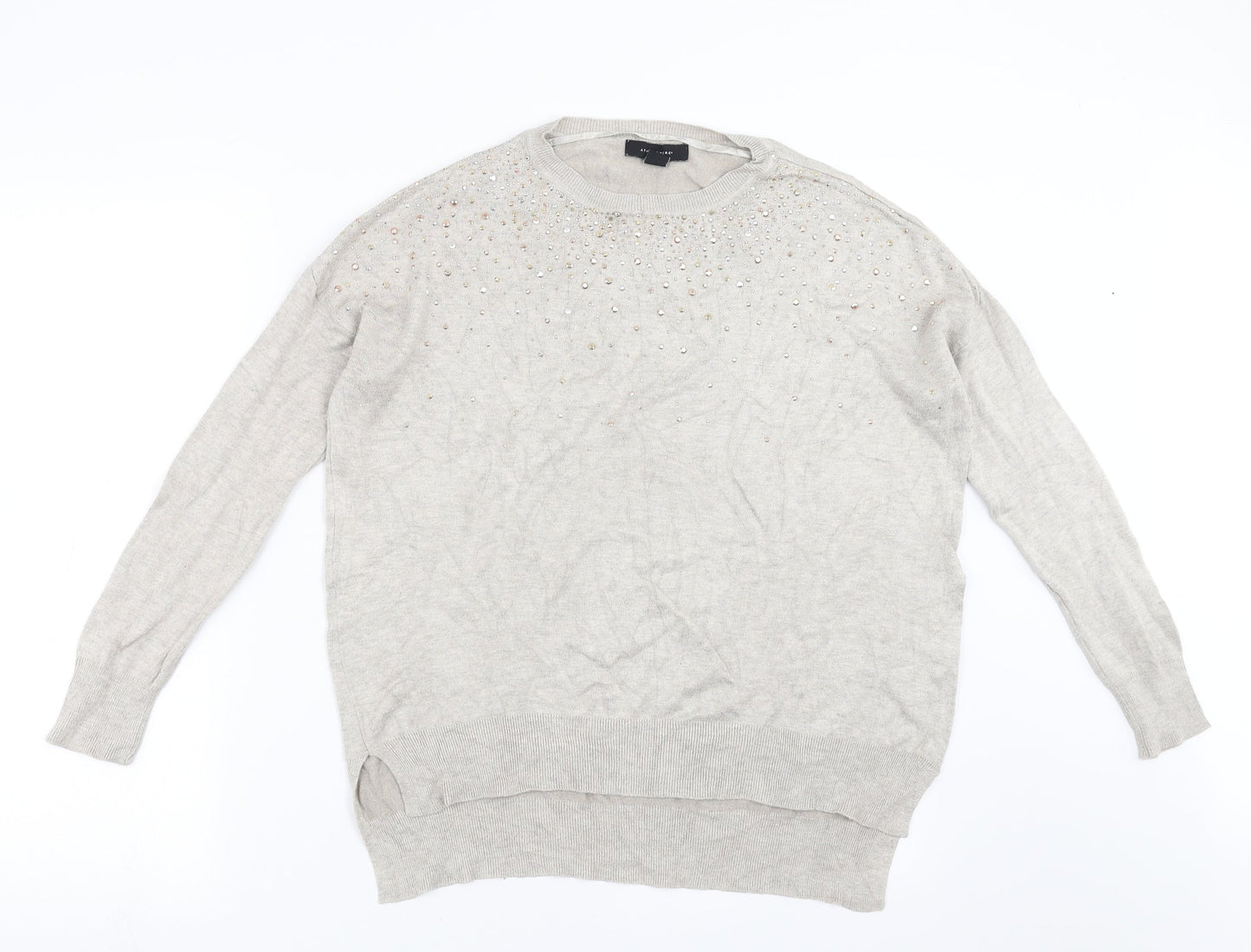 Primark Womens Beige  Knit Pullover Jumper Size 10  - beaded detail