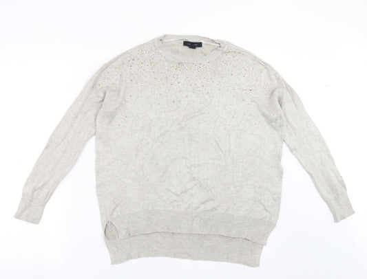 Primark Womens Beige  Knit Pullover Jumper Size 10  - beaded detail