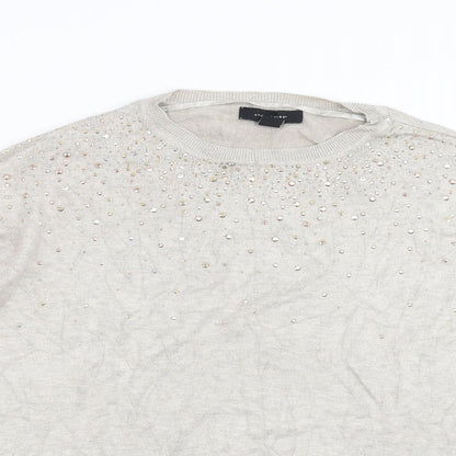 Primark Womens Beige  Knit Pullover Jumper Size 10  - beaded detail