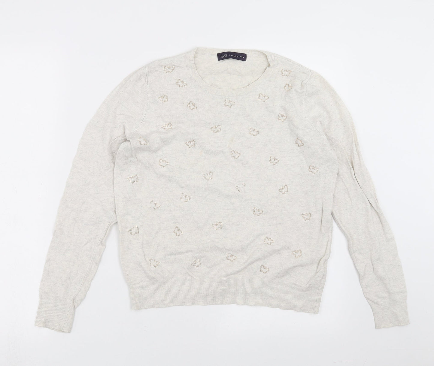 Womens UK Size 14 Marks and Spencer Beige Pullover Jumper