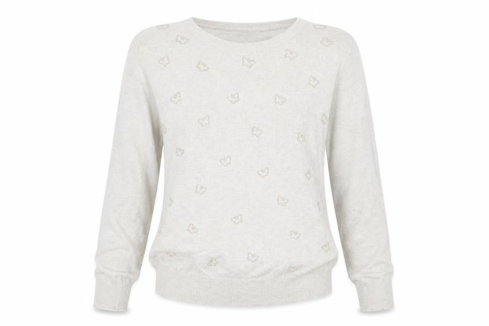 Marks & Spencer Womens Beige  Knit Pullover Jumper Size 14  - butterflies