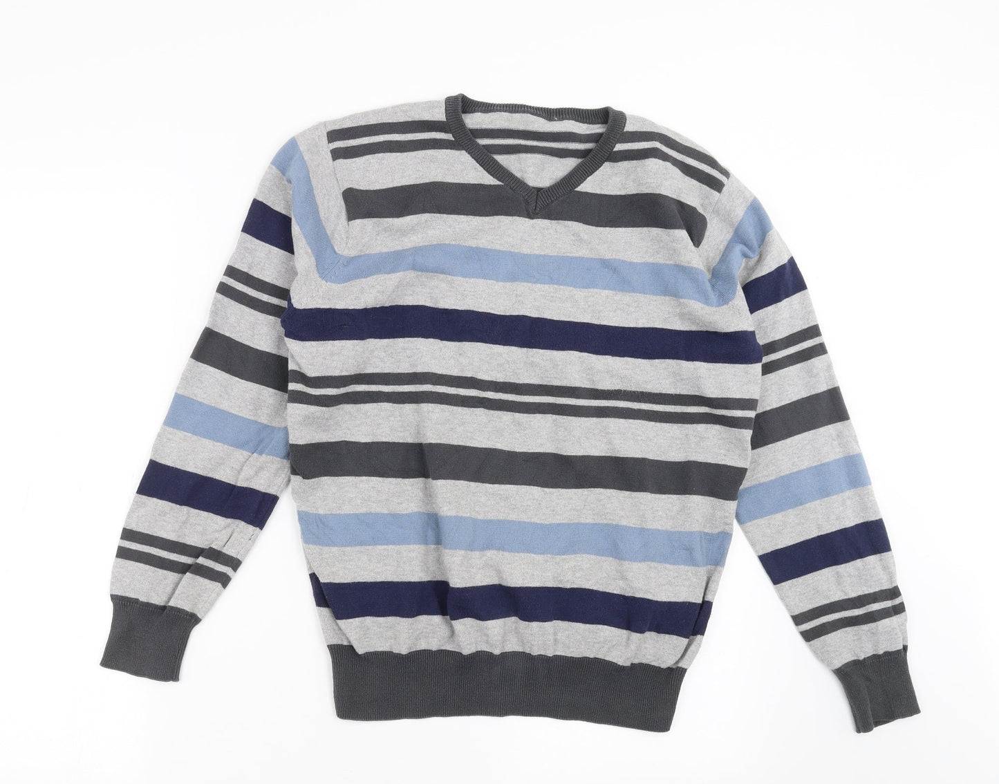 Cedar Wood State Mens Grey Striped  Pullover Jumper Size M