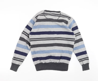 Cedar Wood State Mens Grey Striped  Pullover Jumper Size M