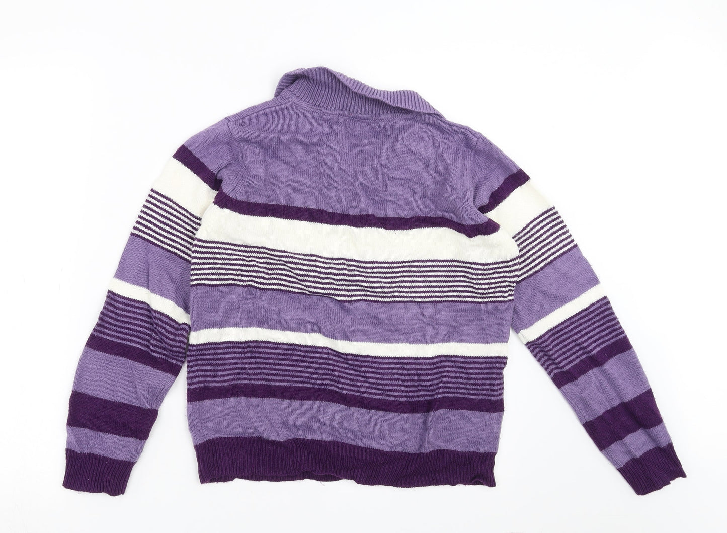 EWM Womens Purple Striped Knit Pullover Jumper Size S