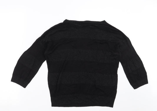 Wallis Womens Black Striped Knit Pullover Jumper Size S
