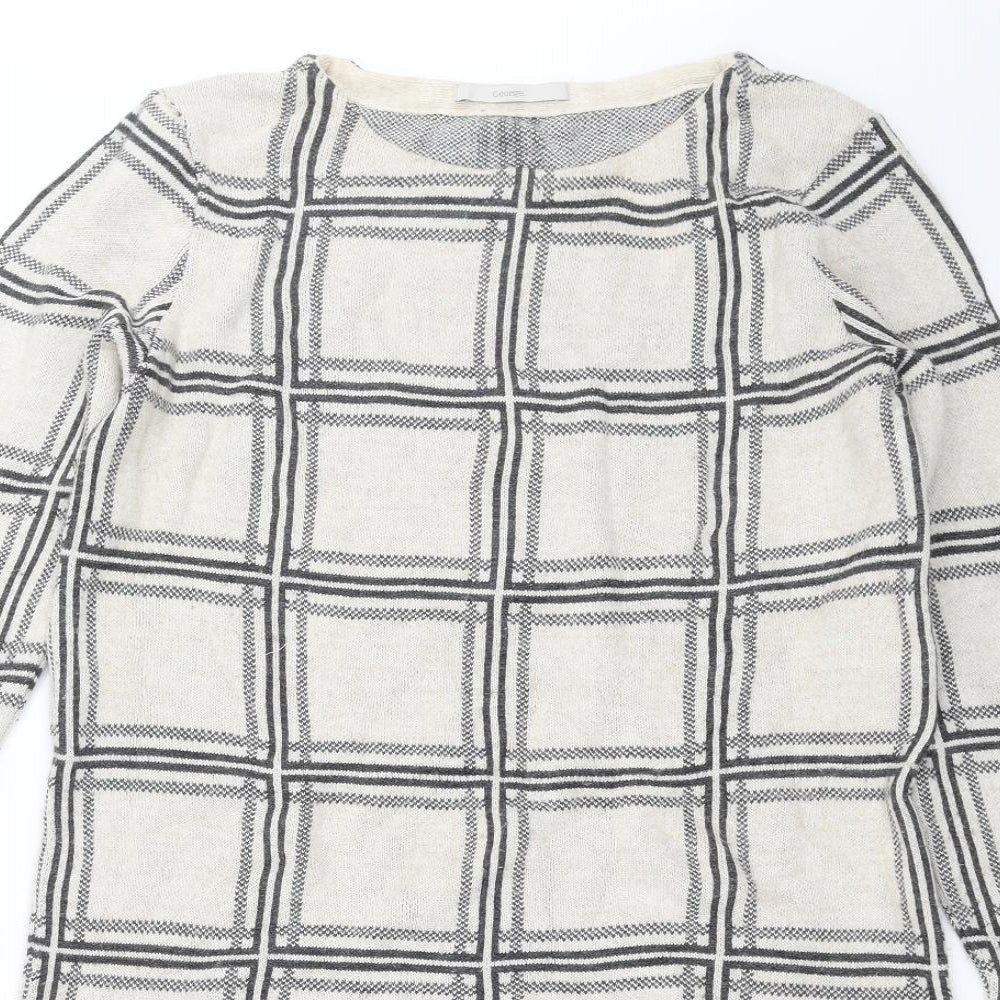 George Womens Beige Check  Pullover Jumper Size 12