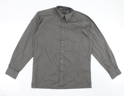 Mens UK Size 15 Premier Grey  Button-Up Long Sleeve Casual Shirt