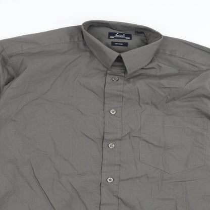 Mens UK Size 15 Premier Grey  Button-Up Long Sleeve Casual Shirt