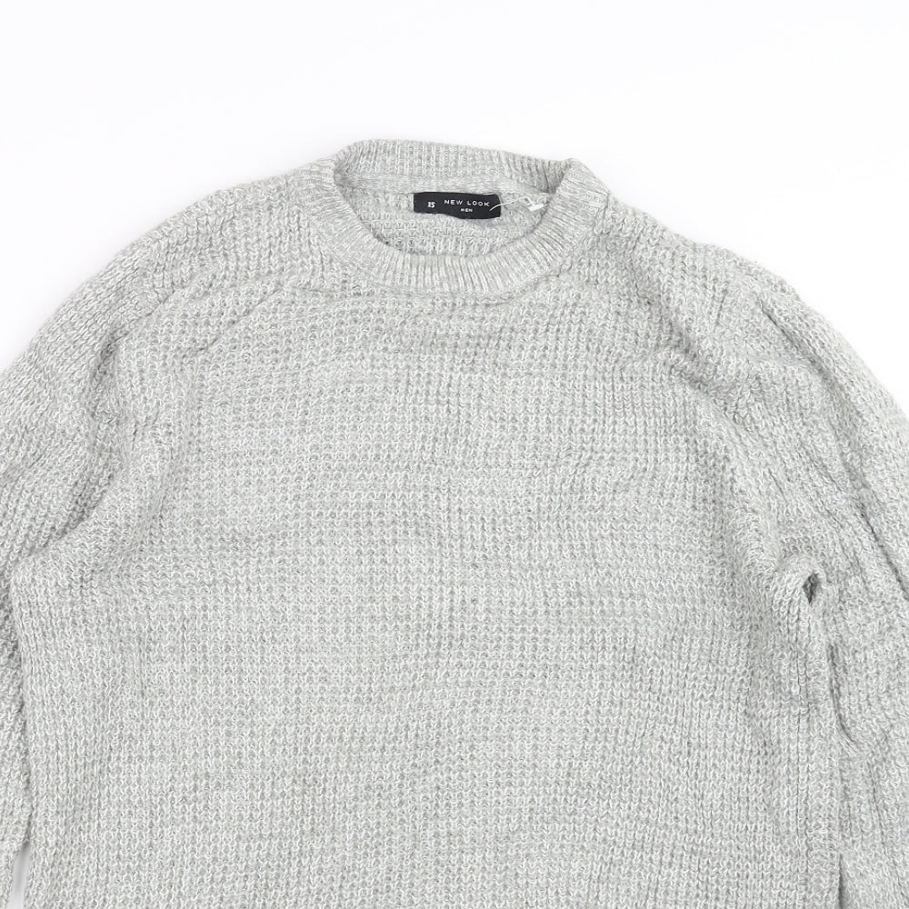 New Look Mens Grey  Knit Pullover Jumper Size XS