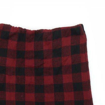 Boohoo Womens Red Check  A-Line Skirt Size M