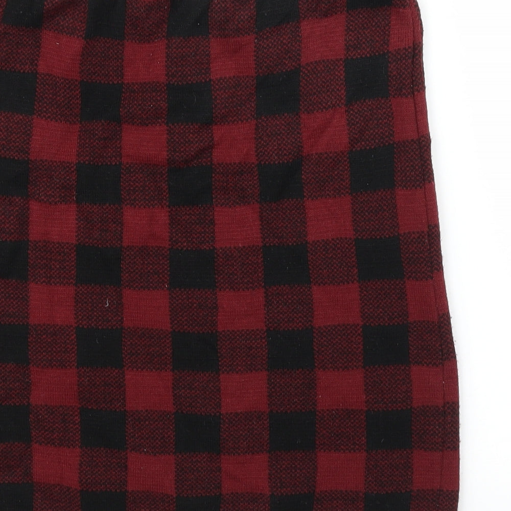 Boohoo Womens Red Check  A-Line Skirt Size M