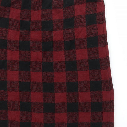 Boohoo Womens Red Check  A-Line Skirt Size M