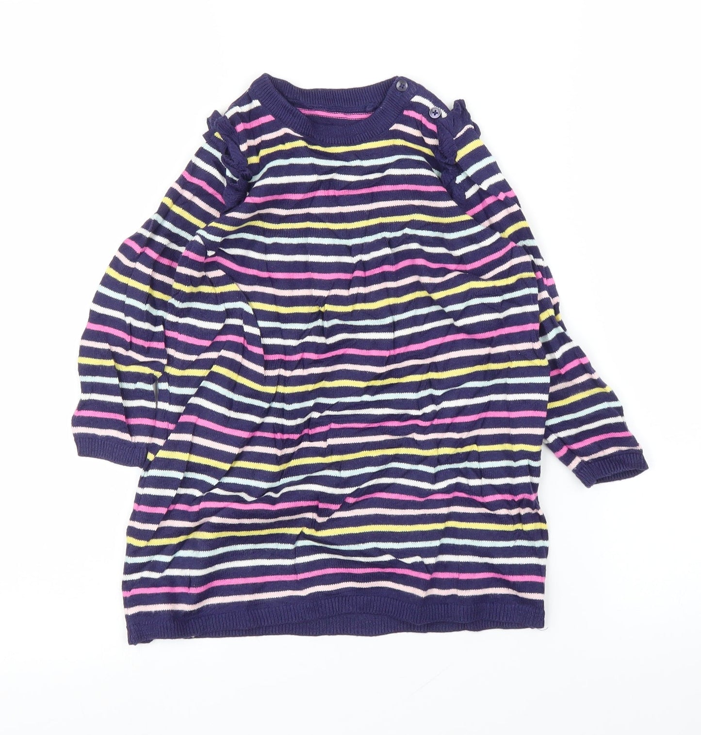 TU Girls Purple Striped  Jumper Dress  Size 18-24 Months