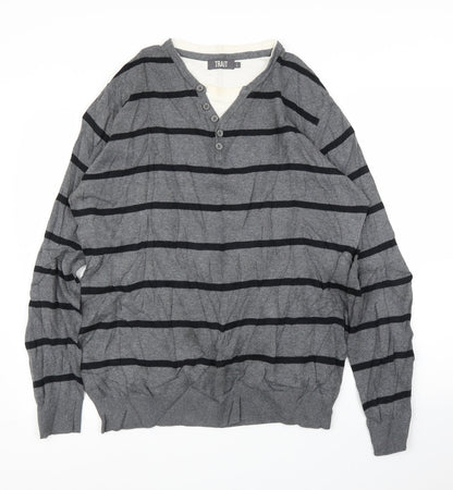BHS Mens Grey Striped  Pullover Jumper Size L