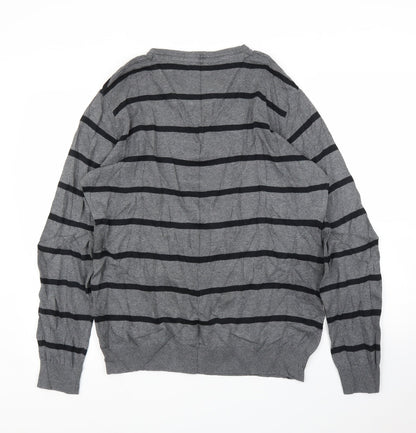 BHS Mens Grey Striped  Pullover Jumper Size L