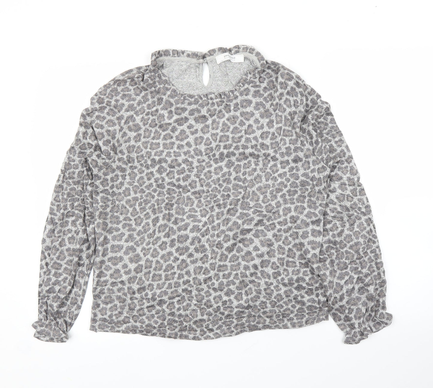 Promod Womens Grey Animal Print  Basic Blouse Size M  - Leopard print