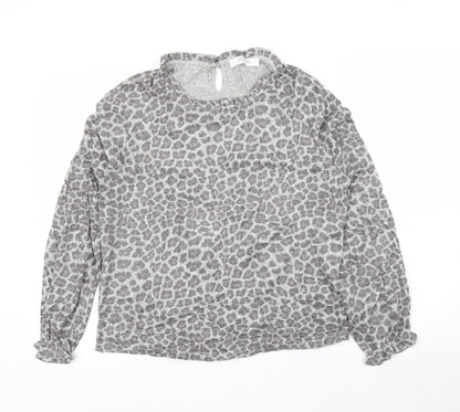 Promod Womens Grey Animal Print  Basic Blouse Size M  - Leopard print
