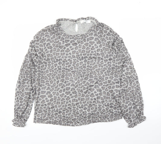 Promod Womens Grey Animal Print  Basic Blouse Size M  - Leopard print