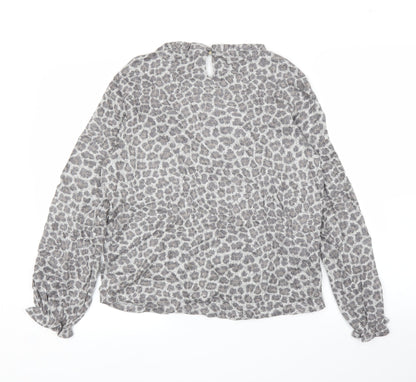 Promod Womens Grey Animal Print  Basic Blouse Size M  - Leopard print