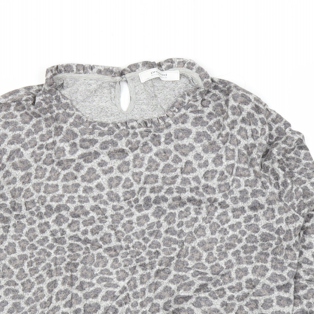 Promod Womens Grey Animal Print  Basic Blouse Size M  - Leopard print