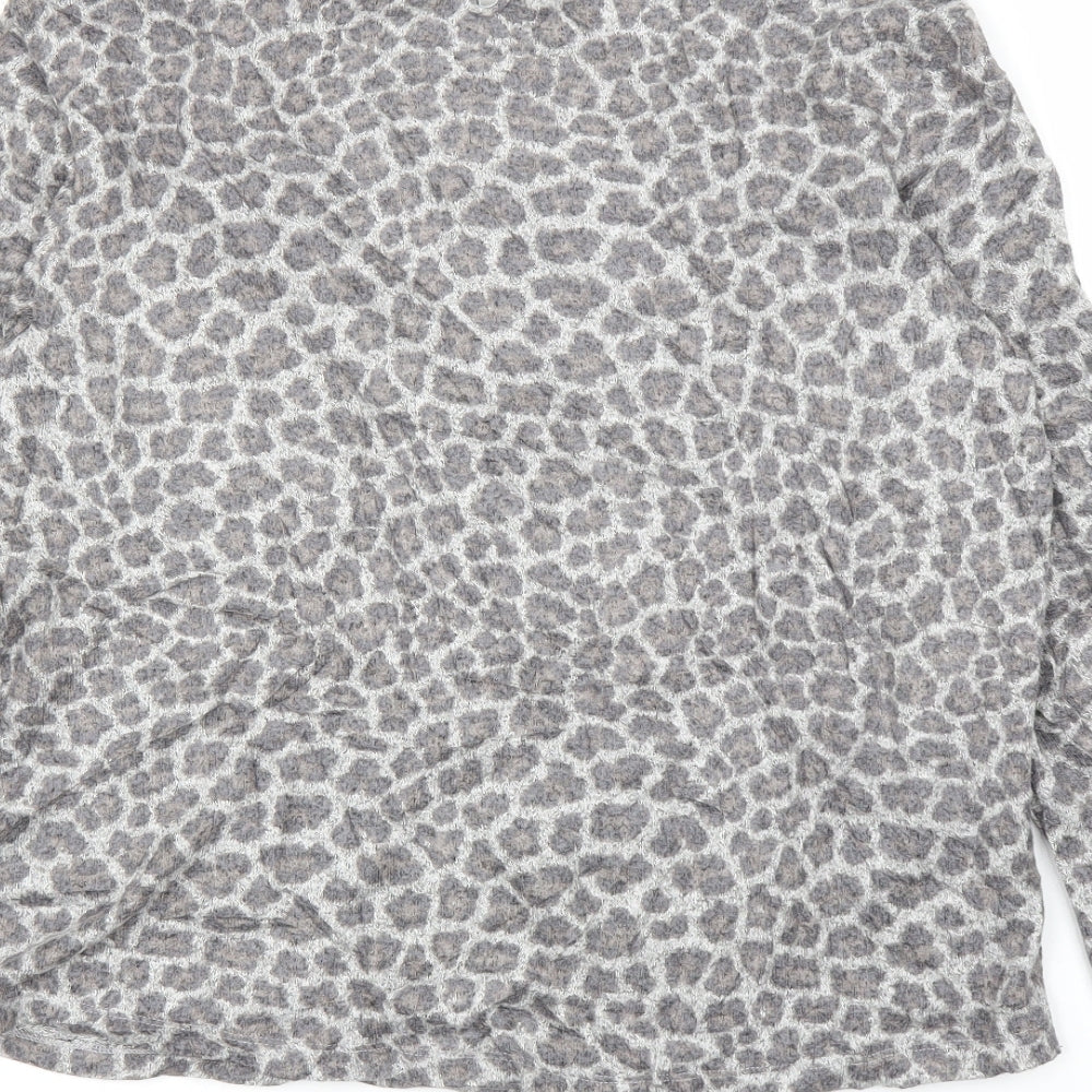 Promod Womens Grey Animal Print  Basic Blouse Size M  - Leopard print