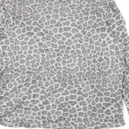 Promod Womens Grey Animal Print  Basic Blouse Size M  - Leopard print