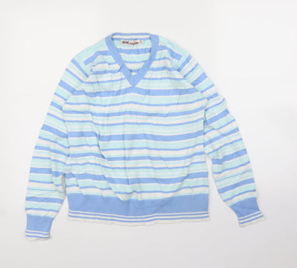 EWM Womens Blue Striped  Pullover Jumper Size 14