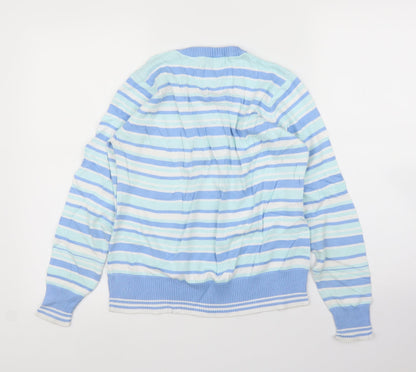 EWM Womens Blue Striped  Pullover Jumper Size 14