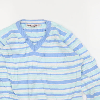 EWM Womens Blue Striped  Pullover Jumper Size 14