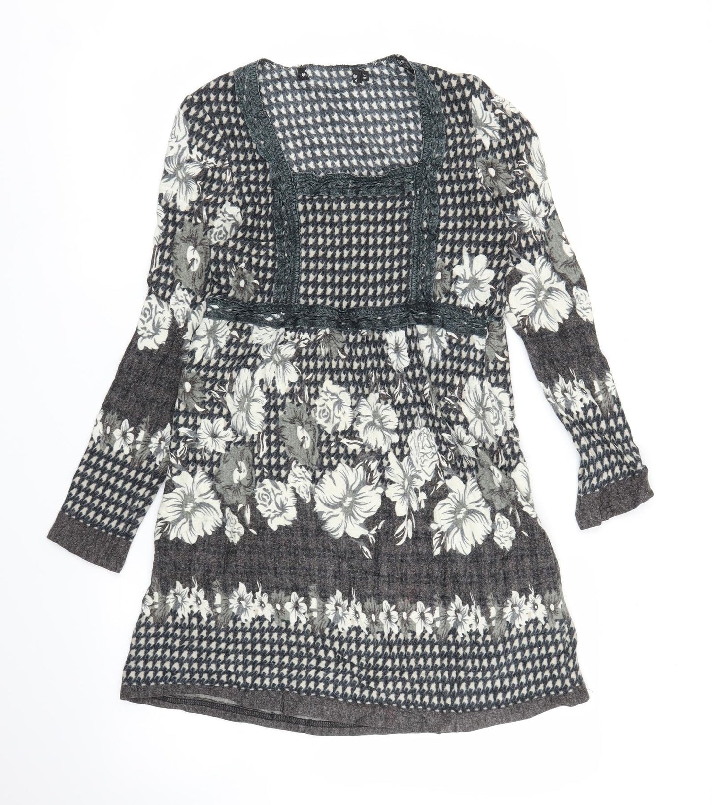 Preworn Womens Grey Floral  Jumper Dress  Size M