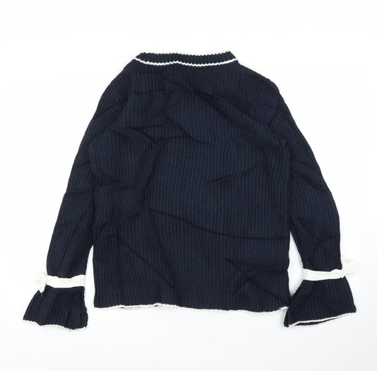 Womens UK Size S Papaya Blue Pullover Jumper