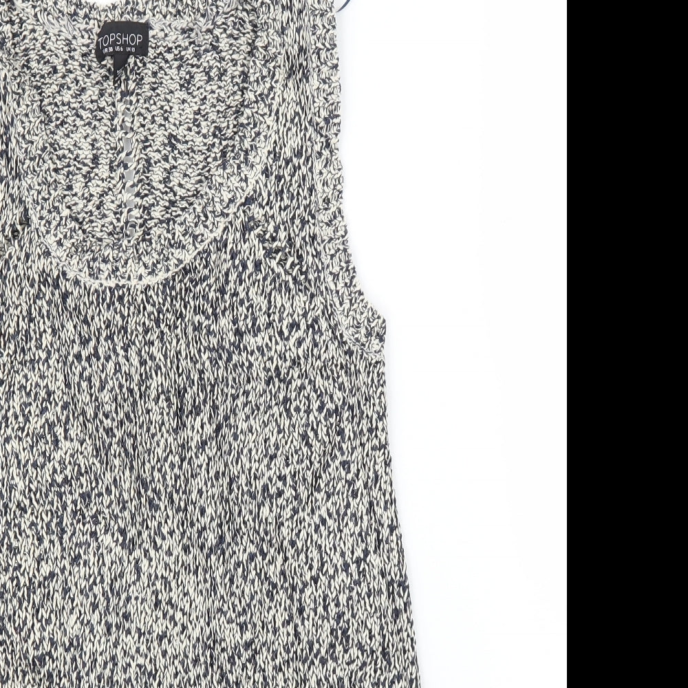 Womens UK Size 10 Topshop Grey Tunic Blouse