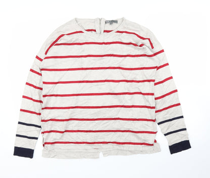 89th & Madison Womens Beige Striped  Pullover Jumper Size M
