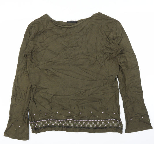 Linea Womens Green Floral  Pullover Jumper Size L