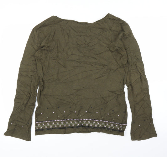 Linea Womens Green Floral  Pullover Jumper Size L