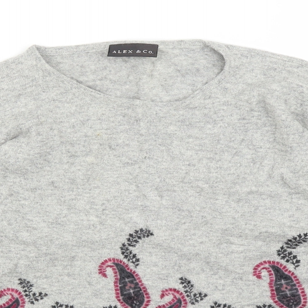 Womens UK Size M Alex & Co Grey Basic Blouse
